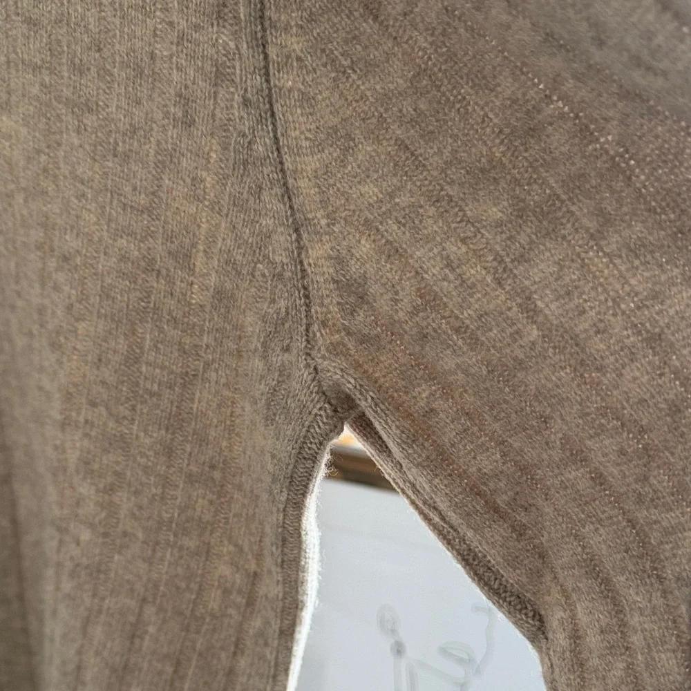 Gentle Herd Ribbed Collared Sweater Taupe Wool Blend Pullover Size L - Picture 6 of 14